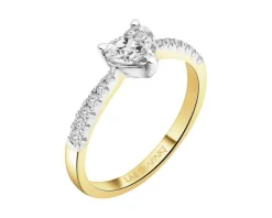 Clearance Apart Pierścionek z żółtego złota z diamentami laboratoryjnymi - serce - 0,67 ct - próba 585