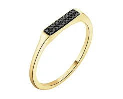 Apart Pierścionek z żółtego złota z czarnymi diamentami - 0,06 ct - próba 585< Wszystkie