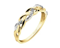 Hot Apart Pierścionek z żółtego złota z diamentami - 0,02 ct - próba 585