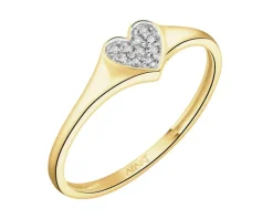 Hot Apart Pierścionek z żółtego złota z diamentami - serce - 0,03 ct - próba 585
