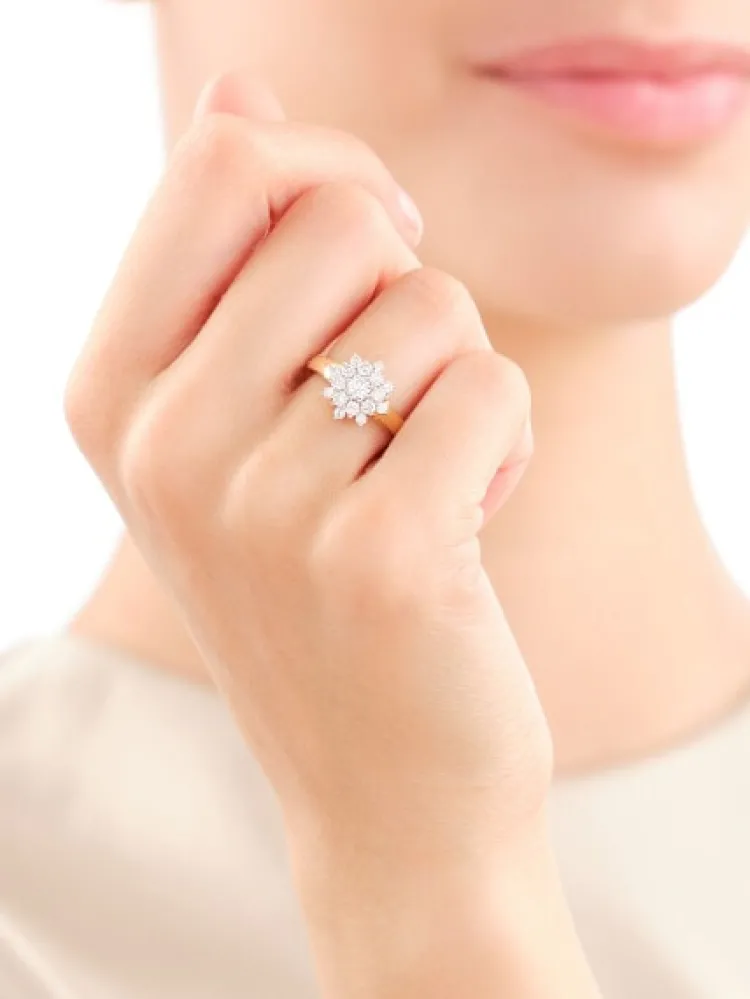 Online Apart Pierścionek z żółtego złota z brylantami - 0,75 ct - próba 585