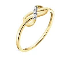 New Apart Pierścionek z żółtego złota z diamentem - nieskończoność - 0,007 ct - próba 585
