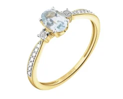 Hot Apart Pierścionek z żółtego złota z diamentami i topazem Sky Blue - próba 375