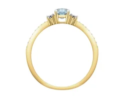 Hot Apart Pierścionek z żółtego złota z diamentami i topazem Sky Blue - próba 375
