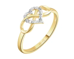 Apart Pierścionek z żółtego złota z diamentami - nieskończoność, serce - 0,01 ct - próba 375< Wszystkie