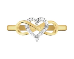Apart Pierścionek z żółtego złota z diamentami - nieskończoność, serce - 0,01 ct - próba 375< Wszystkie
