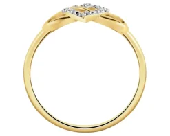 Apart Pierścionek z żółtego złota z diamentami - nieskończoność, serce - 0,01 ct - próba 375< Wszystkie
