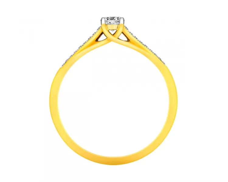 Sale Apart Pierścionek z żółtego złota z brylantami - 0,24 ct - próba 750