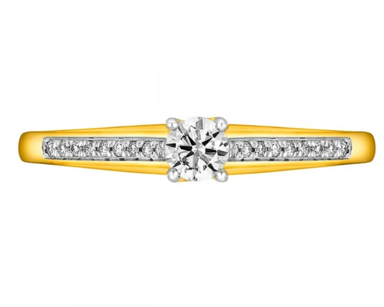 Sale Apart Pierścionek z żółtego złota z brylantami - 0,24 ct - próba 750