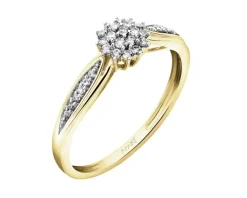 Online Apart Pierścionek z żółtego złota z diamentami - 0,15 ct - próba 750