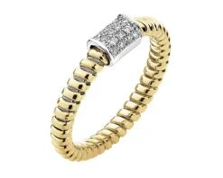 Outlet Apart Pierścionek z żółtego złota z brylantami - 0,13 ct - próba 750