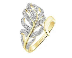 Best Apart Pierścionek z żółtego złota z brylantami - liść - 0,50 ct - próba 585
