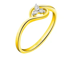 Hot Apart Pierścionek z żółtego złota z brylantami - 0,05 ct - próba 375