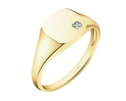 Apart Pierścionek z żółtego złota z diamentem - sygnet - 0,004 ct - próba 375< Do Grawerowania