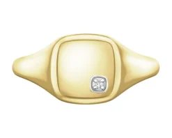 Apart Pierścionek z żółtego złota z diamentem - sygnet - 0,004 ct - próba 375< Do Grawerowania