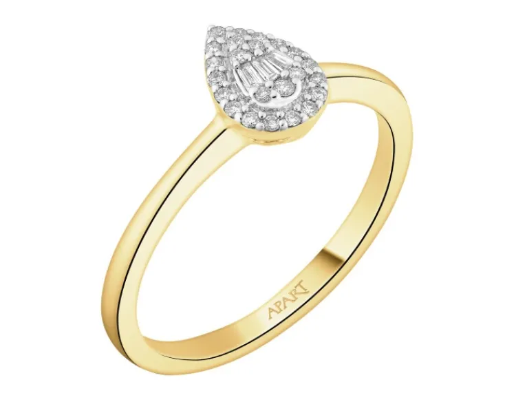 Clearance Apart Pierścionek z żółtego złota z diamentami - 0,09 ct - próba 585