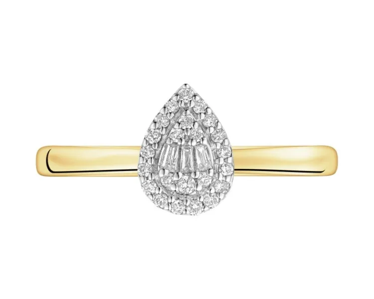 Clearance Apart Pierścionek z żółtego złota z diamentami - 0,09 ct - próba 585