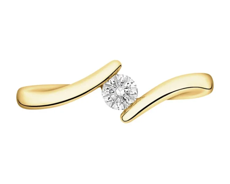 New Apart Pierścionek z żółtego złota z brylantem - 0,18 ct - próba 750