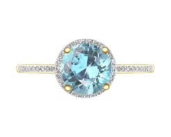 Apart Pierścionek z żółtego złota z diamentami i topazem Sky Blue - próba 585