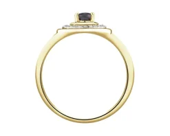 Discount Apart Pierścionek z żółtego złota z diamentami i szafirem - próba 585