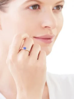 Outlet Apart Pierścionek z żółtego złota z diamentami i tanzanitem - próba 585