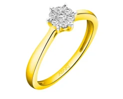 Discount Apart Pierścionek z żółtego złota z brylantami - 0,16 ct - próba 585