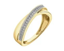 Online Apart Pierścionek z żółtego złota z diamentami - 0,07 ct - próba 585
