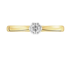 Clearance Apart Pierścionek z żółtego złota z brylantem - 0,08 ct - próba 585