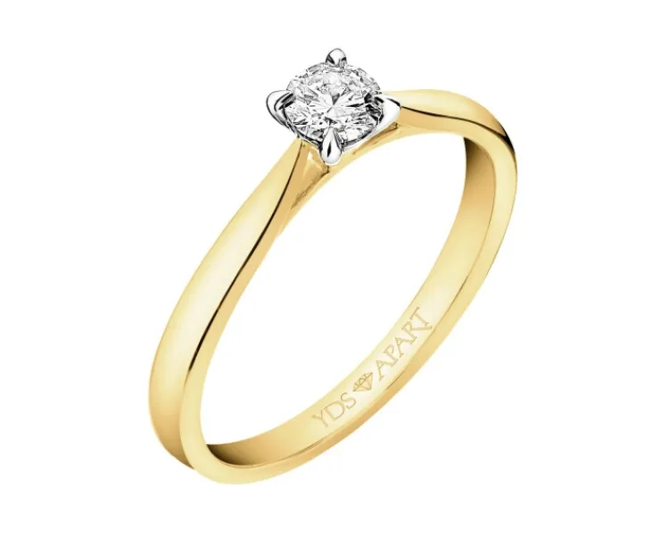 Apart Pierścionek z żółtego złota z brylantem - 0,18 ct - próba 750