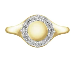 Best Apart Pierścionek z żółtego złota z diamentami - sygnet - 0,06 ct - próba 585