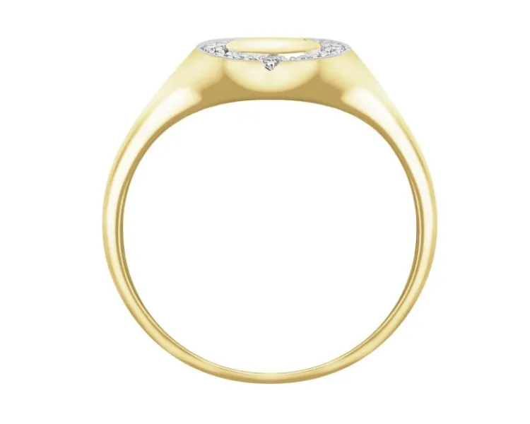 Best Apart Pierścionek z żółtego złota z diamentami - sygnet - 0,06 ct - próba 585