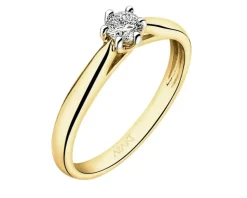 Hot Apart Pierścionek z żółtego złota z brylantem - 0,18 ct - próba 585