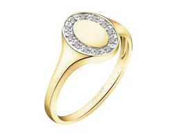 Sale Apart Pierścionek z żółtego złota z diamentami - sygnet - 0,04 ct - próba 585