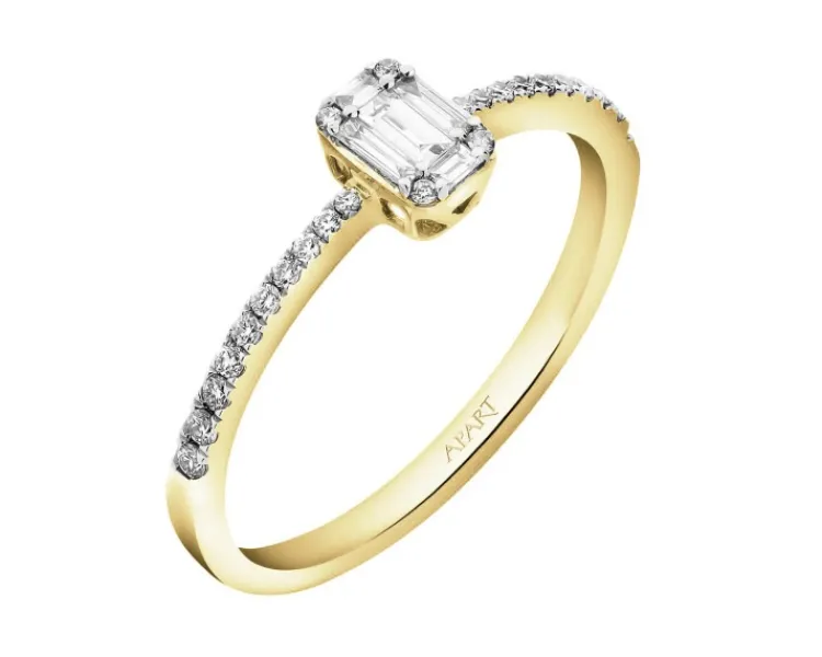 Apart Pierścionek z żółtego złota z diamentami - 0,22 ct - próba 585< Pierścionki