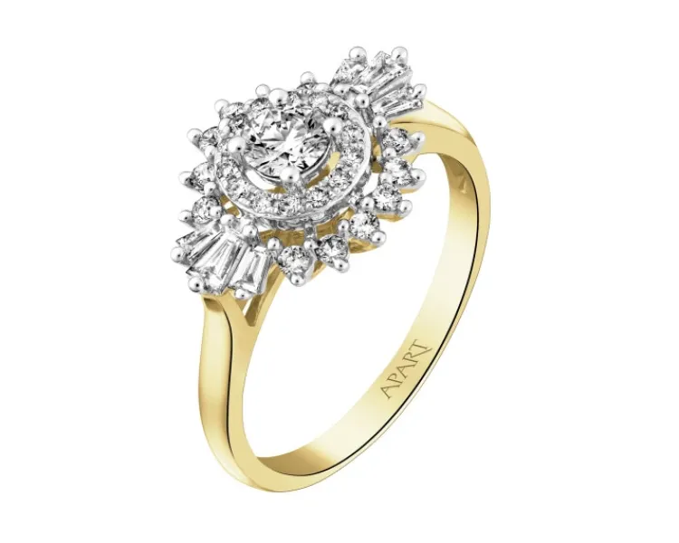 Sale Apart Pierścionek z żółtego złota z diamentami - 0,57 ct - próba 585