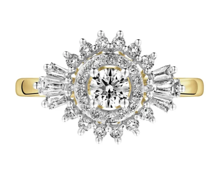 Sale Apart Pierścionek z żółtego złota z diamentami - 0,57 ct - próba 585