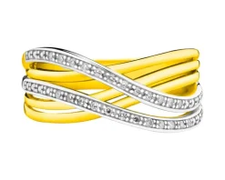 Online Apart Pierścionek z żółtego złota z diamentami - 0,08 ct - próba 585
