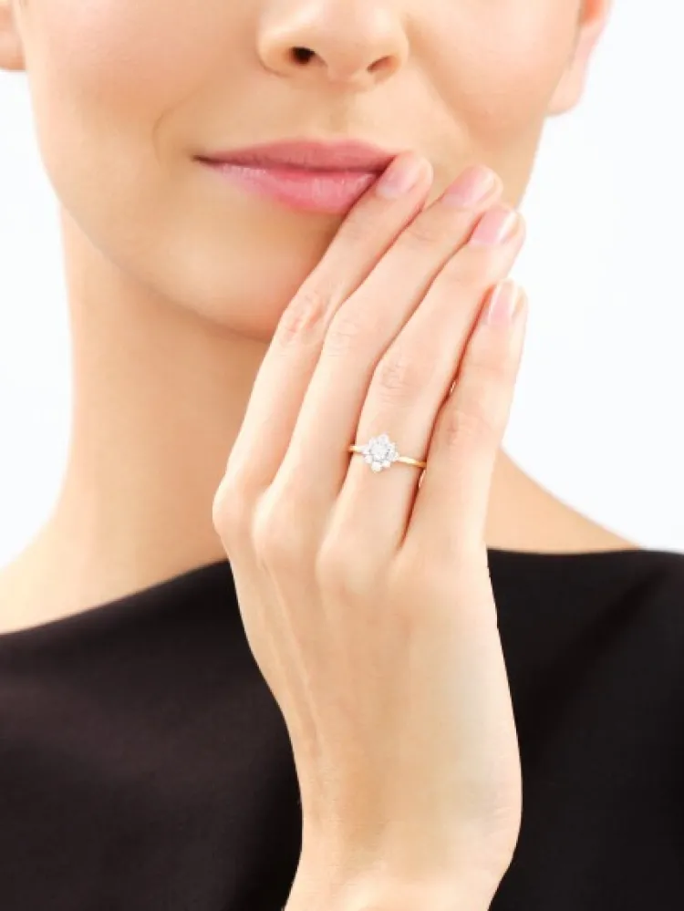 Discount Apart Pierścionek z żółtego złota z brylantami laboratoryjnymi - 0,50 ct - próba 585