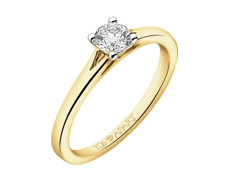 Apart Pierścionek z żółtego złota z brylantem - 0,31 ct - próba 750< Pierścionki