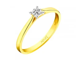 Sale Apart Pierścionek z żółtego złota z diamentem - 0,003 ct - próba 375