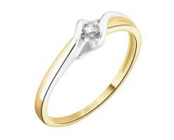 Apart Pierścionek z żółtego złota z brylantem - 0,05 ct - próba 375< Pierścionki