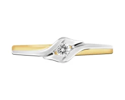 Apart Pierścionek z żółtego złota z brylantem - 0,05 ct - próba 375< Pierścionki