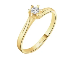 Apart Pierścionek z żółtego złota z brylantem - 0,09 ct - próba 585< Pierścionki