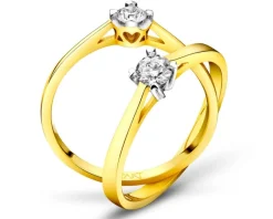 New Apart Pierścionek z żółtego złota z brylantem - serce - 0,05 ct - próba 585