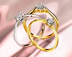 New Apart Pierścionek z żółtego złota z brylantem - serce - 0,05 ct - próba 585