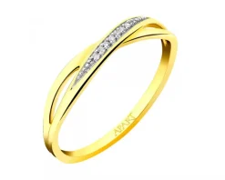 Apart Pierścionek  z żółtego złota z diamentami - 0,02 ct - próba 375