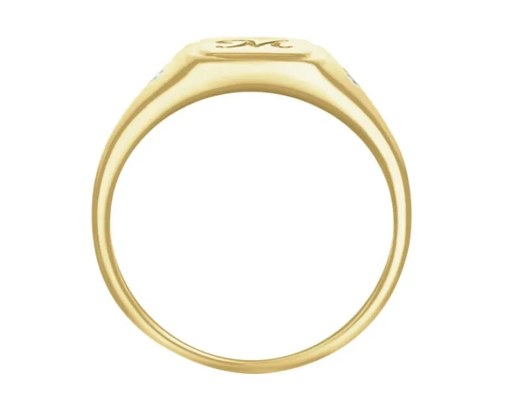 Apart Pierścionek z żółtego złota z diamentami - sygnet - litera M - 0,01 ct - próba 375< Sygnety Z Diamentami