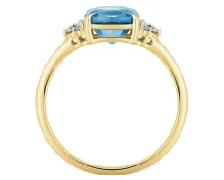Hot Apart Pierścionek z żółtego złota z diamentami i topazem London Blue - próba 585