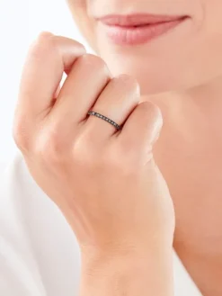 Sale Apart Pierścionek z żółtego złota z czarnymi brylantami - 0,20 ct - próba 585