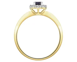 Hot Apart Pierścionek z żółtego złota z diamentami i szafirem - próba 585